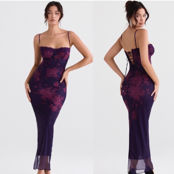 House of CB Dresses & Skirts - House of CB Azia Grape Floral Print Maxi Dress